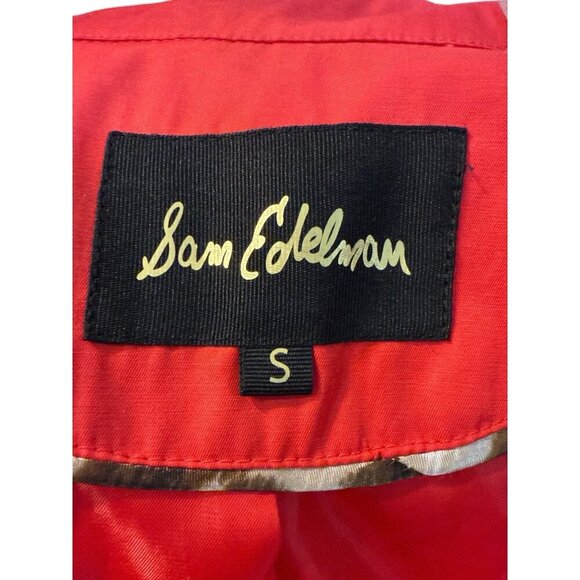 Sam Edelman Studded Collar Belted Button Down Trench Coat Hibiscus Sz Small Nwt - Picture 7 of 9